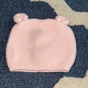 Pink Knitted baby Gap Beanie with bear ears 0-3 months